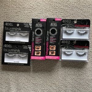 Ardell lashes faux mink, wispies, magnetic liner (these lashes are not magnetic)